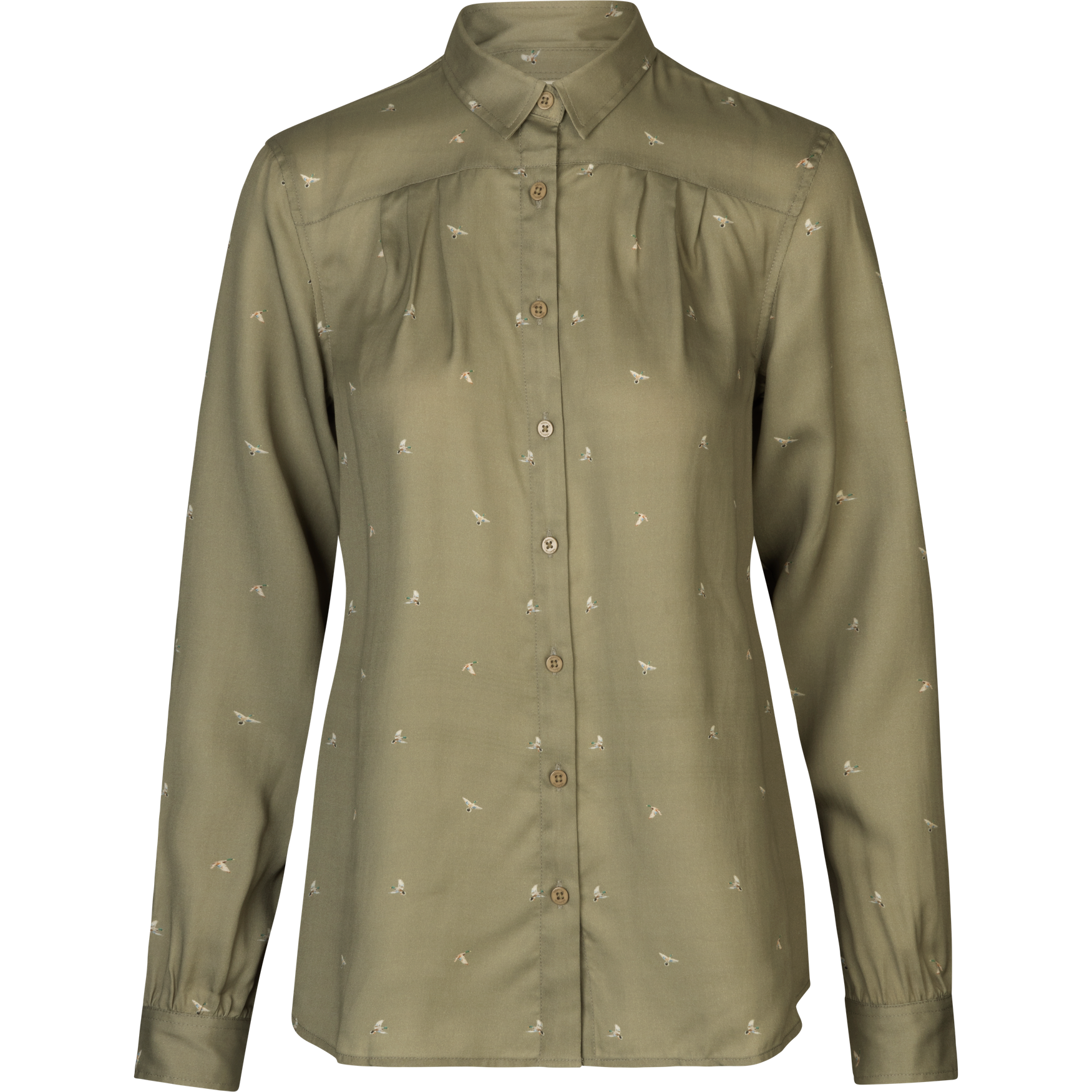 Abigail L/S shirt Kvinder - Dust green/Flying ducks