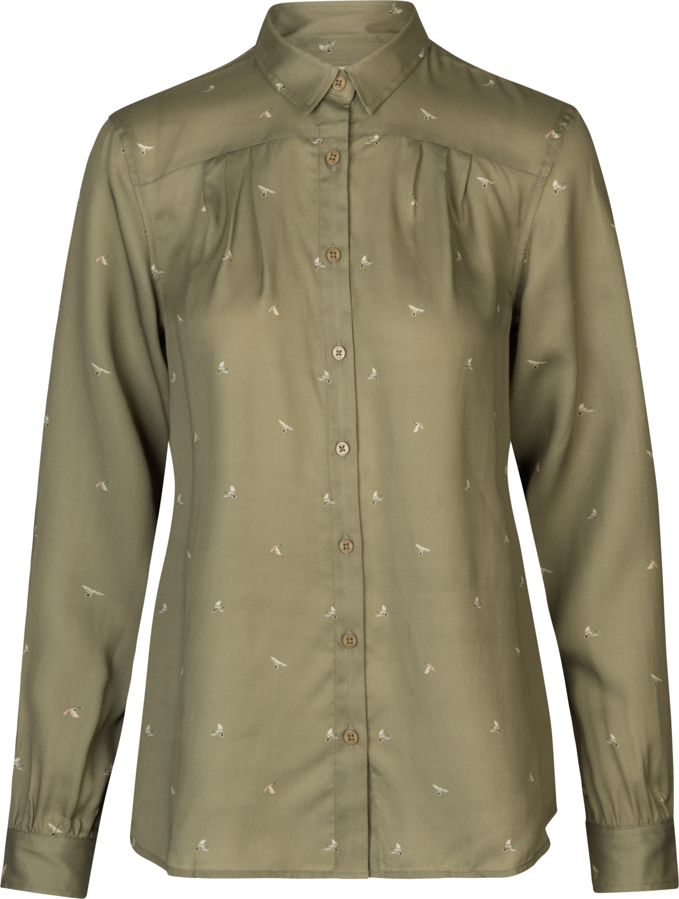 Abigail L/S shirt Women - Dust green/Flying ducks