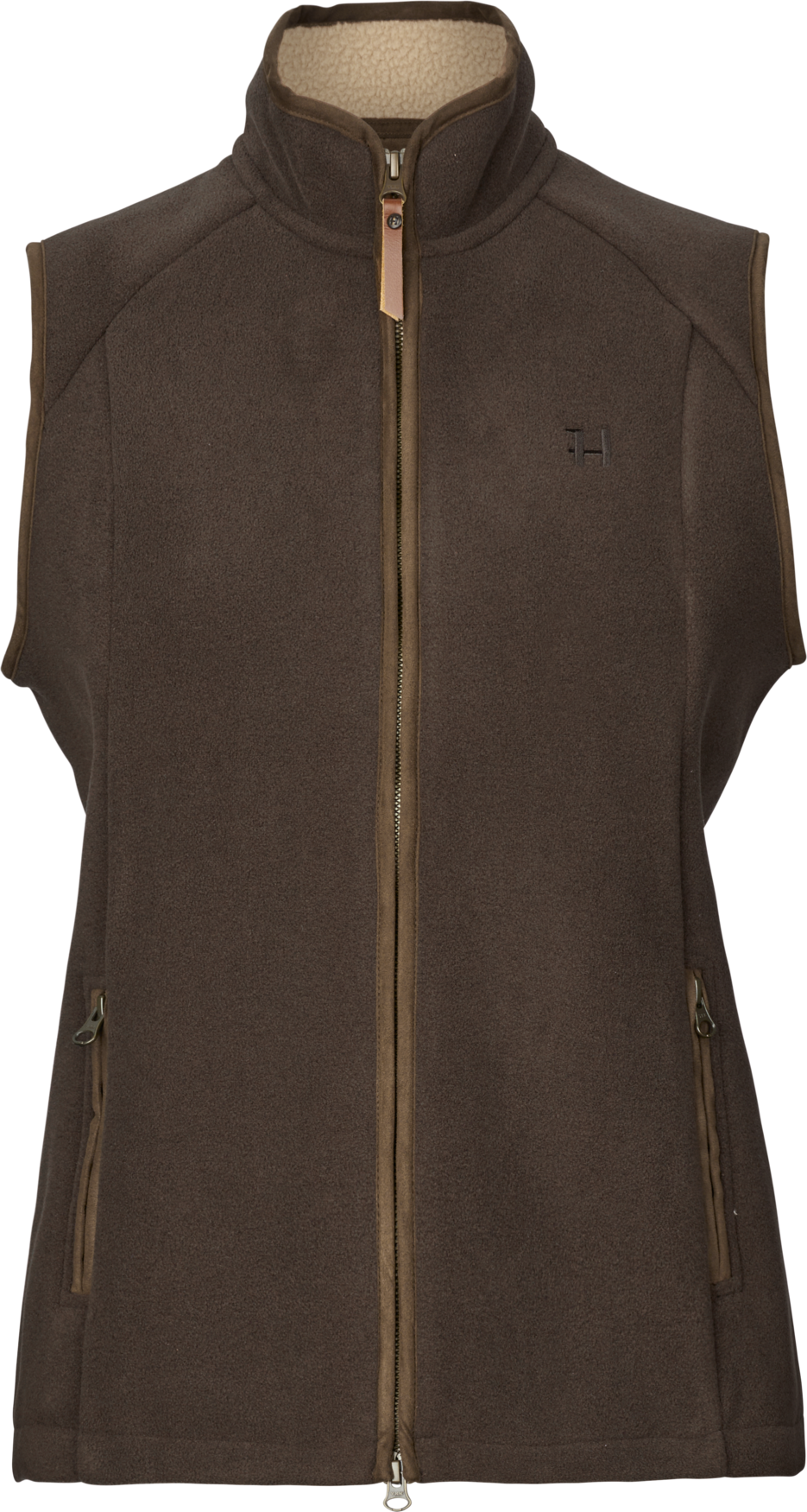 Sandhem sherpa fleece waistcoat W - Demitasse brown