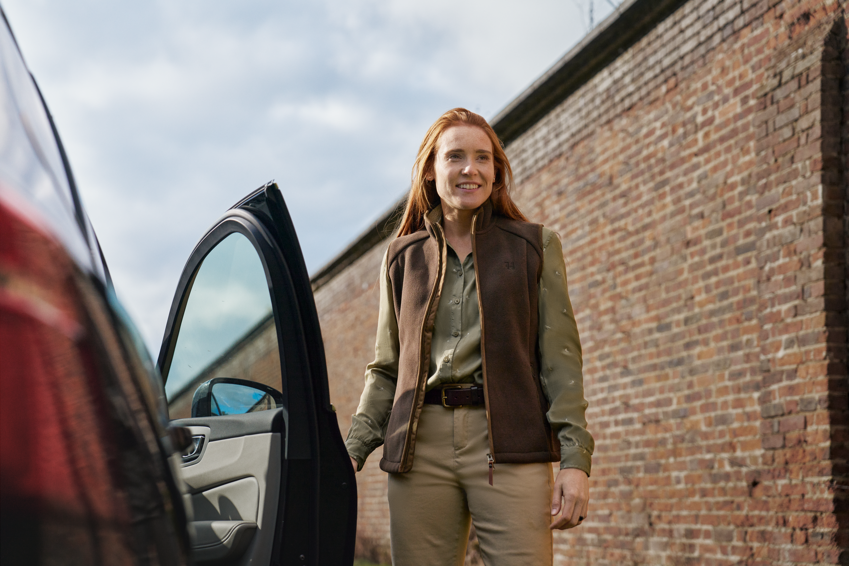 Sandhem sherpa fleece waistcoat W - Demitasse brown