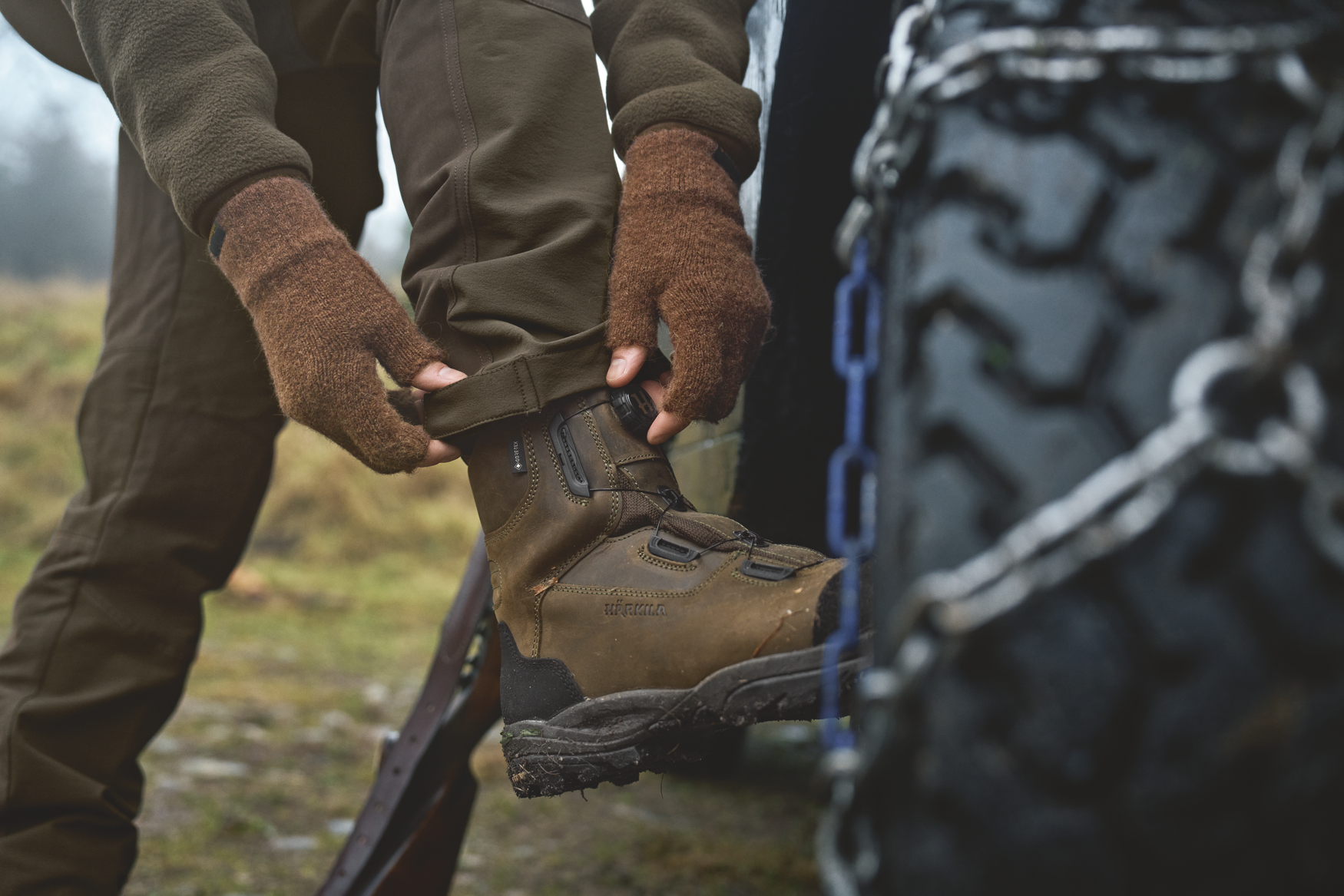 Alpacka Half Finger Handsker - Pinecone brown
