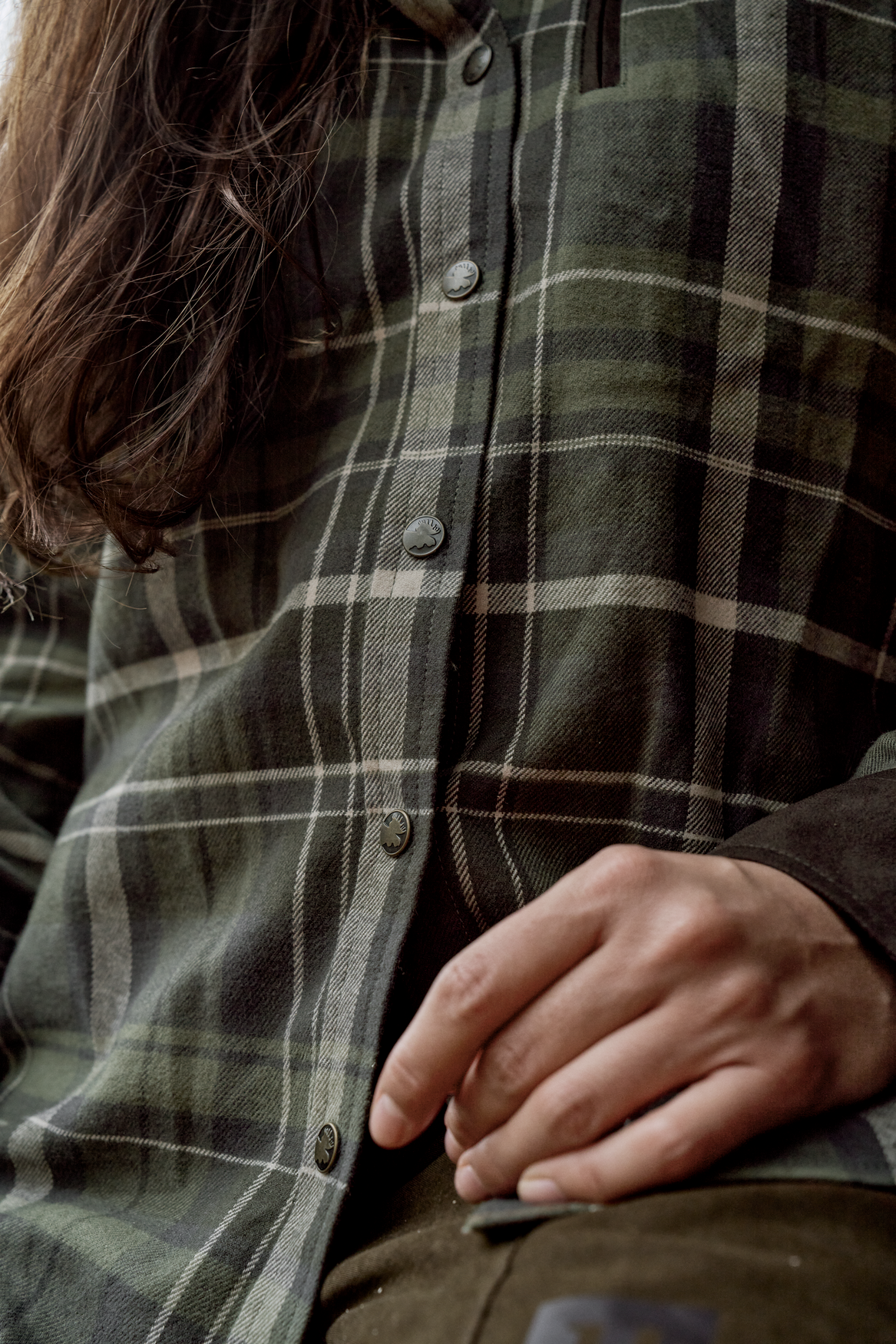 Pajala L/S shirt W - Olive check