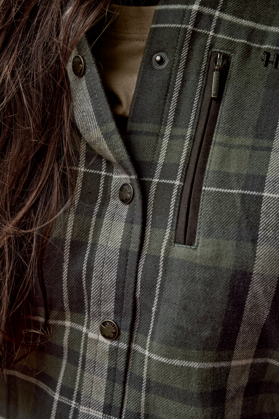 Pajala L/S shirt W - Olive check