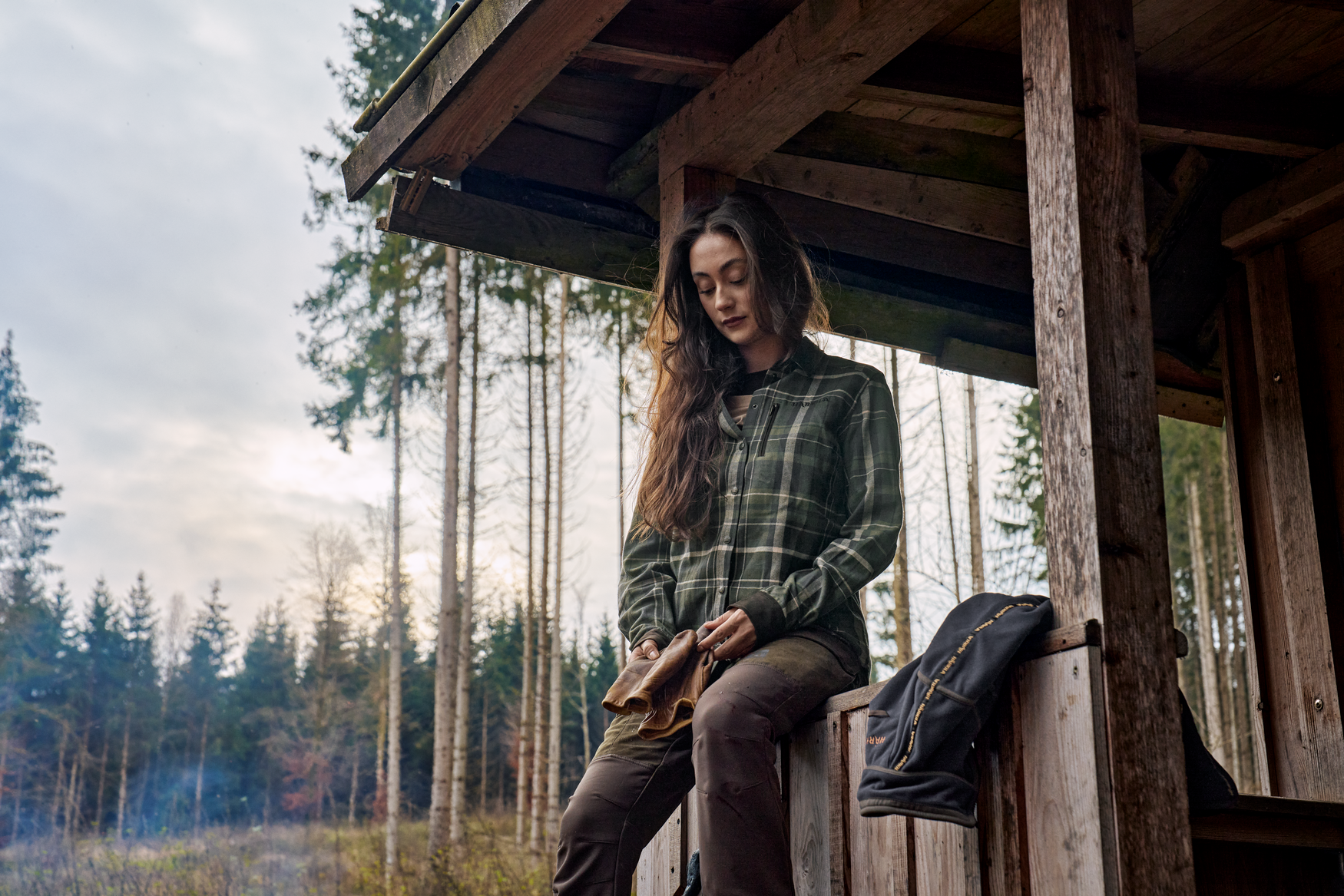 Pajala L/S shirt W - Olive check