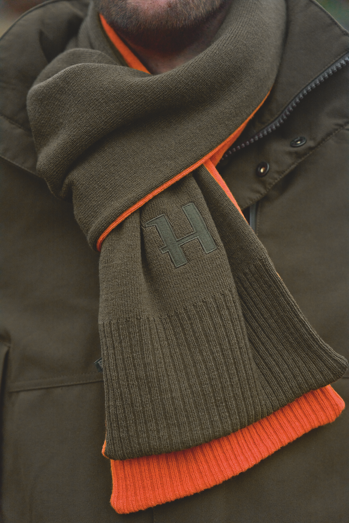 Härkila Reversible Skjerf - Willow green/Orange