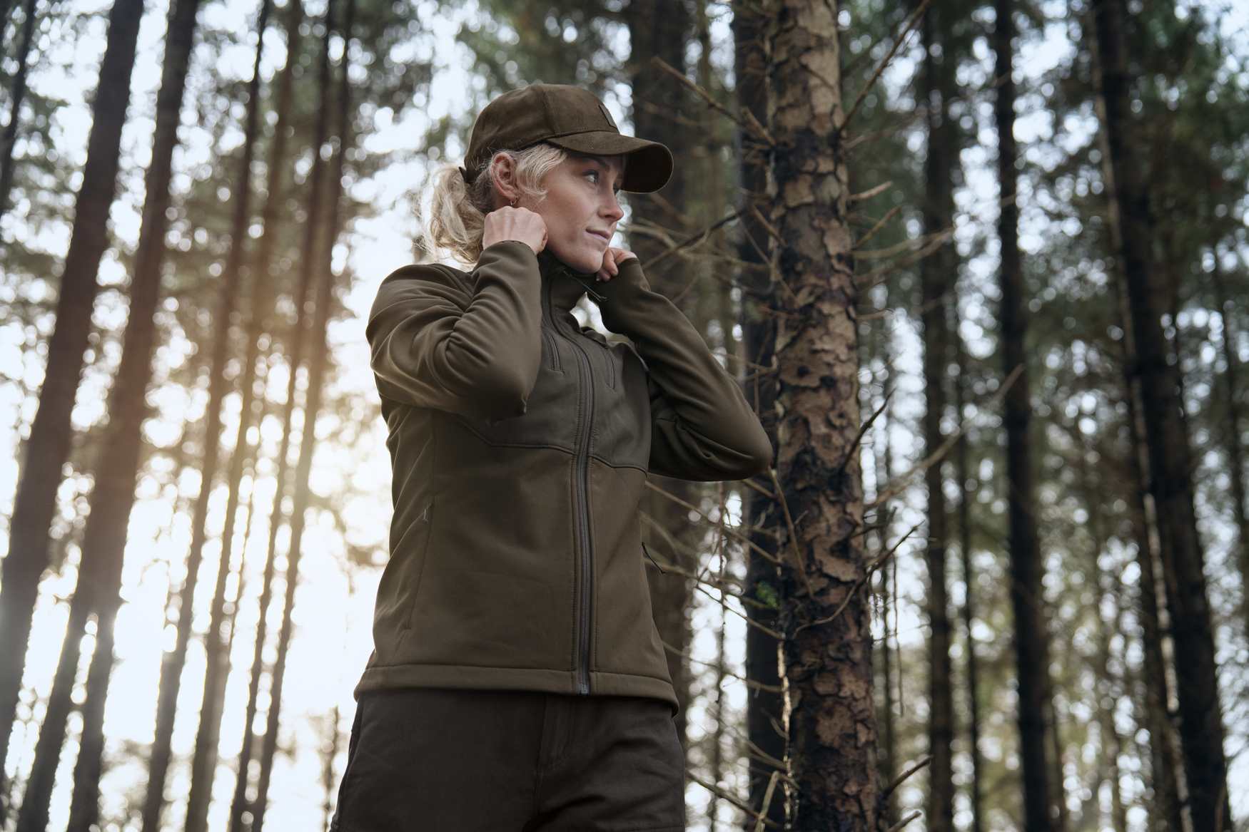 Härkila Scandinavian softshell-jakke W - Willow green/Shadow brown