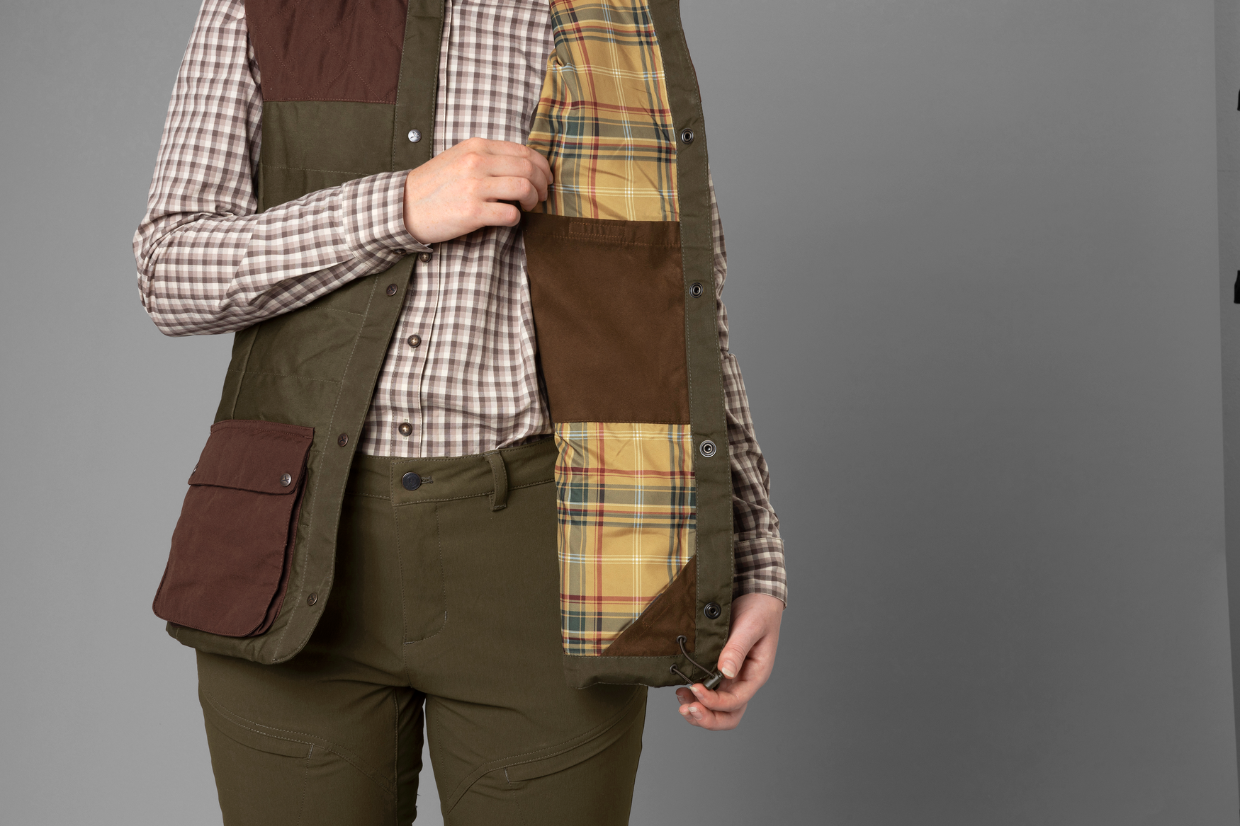 Retrieve waistcoat Women - Dark warm olive/Burgundy