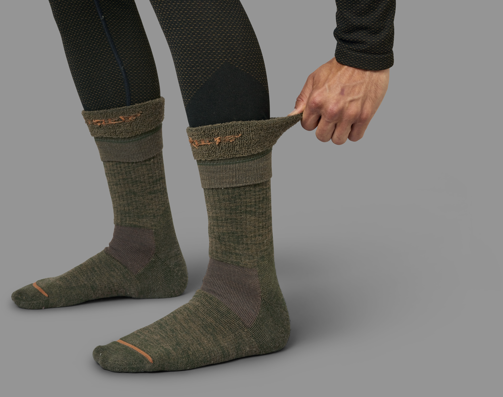 Pro Hunter 2.0 short chausette - Willow green/Shadow brown