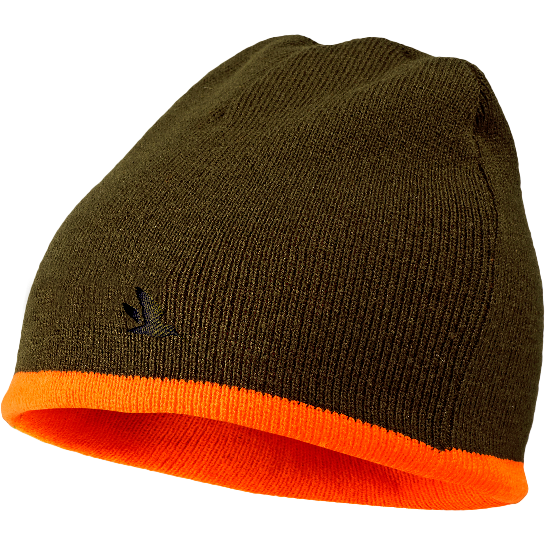 Ian Reversible beanie huva - Hi-vis orange/Pine green