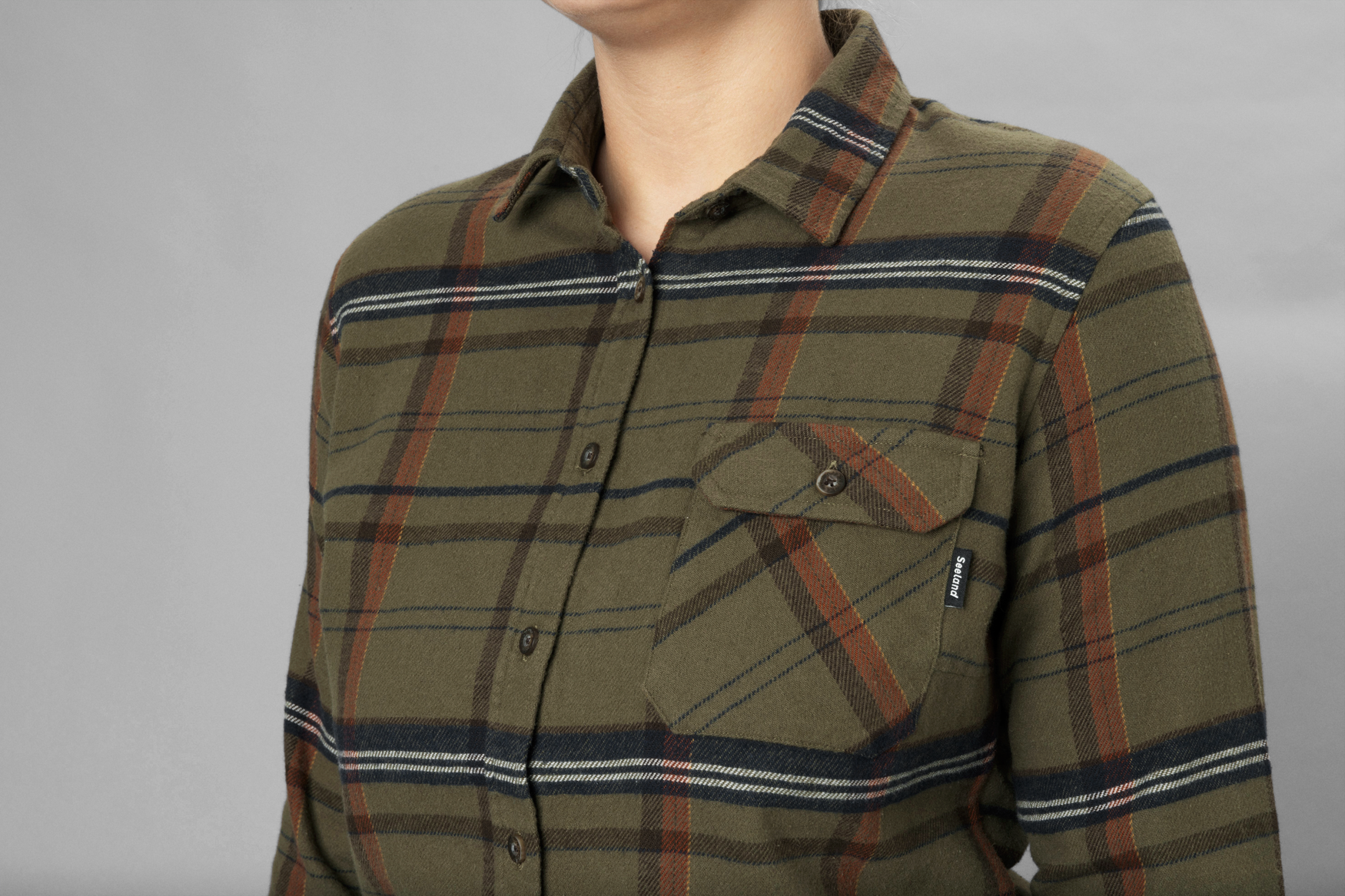 Skye Flannel skjort til kvinder - Grape Leaf/Terracotta Check