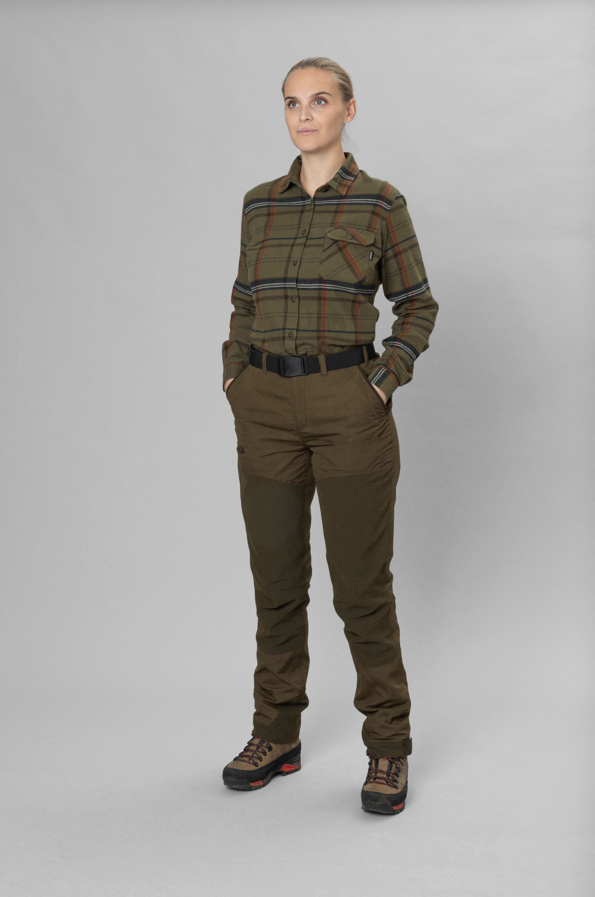 Skye Highseat Bluse Women - Grape Leaf/Terracotta Check