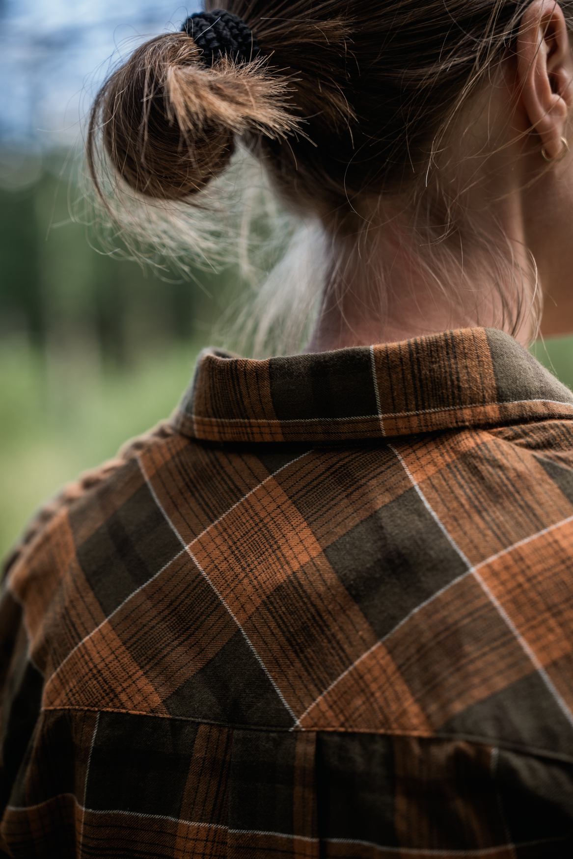 Skye Highseat Bluse Women - Grizzly Brown/Terracotta Check