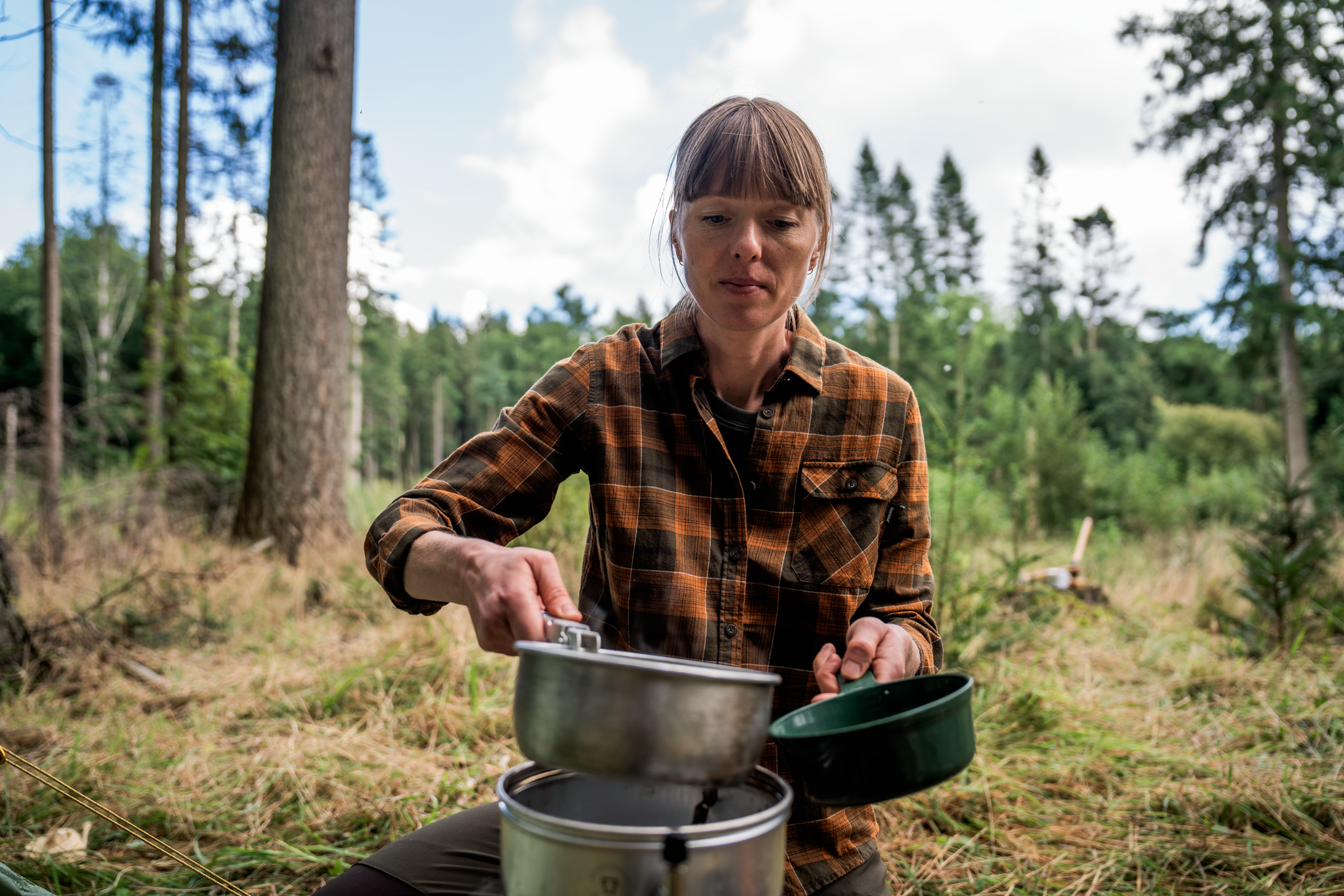 Skye Highseat Bluse Women - Grizzly Brown/Terracotta Check