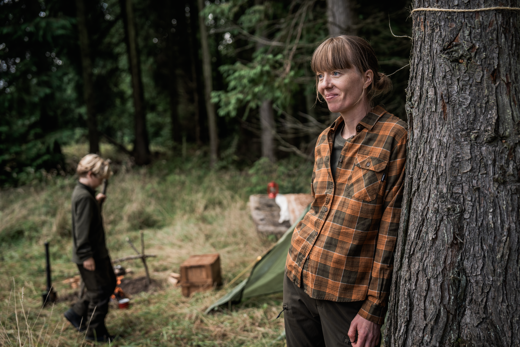 Skye Highseat Bluse Women - Grizzly Brown/Terracotta Check