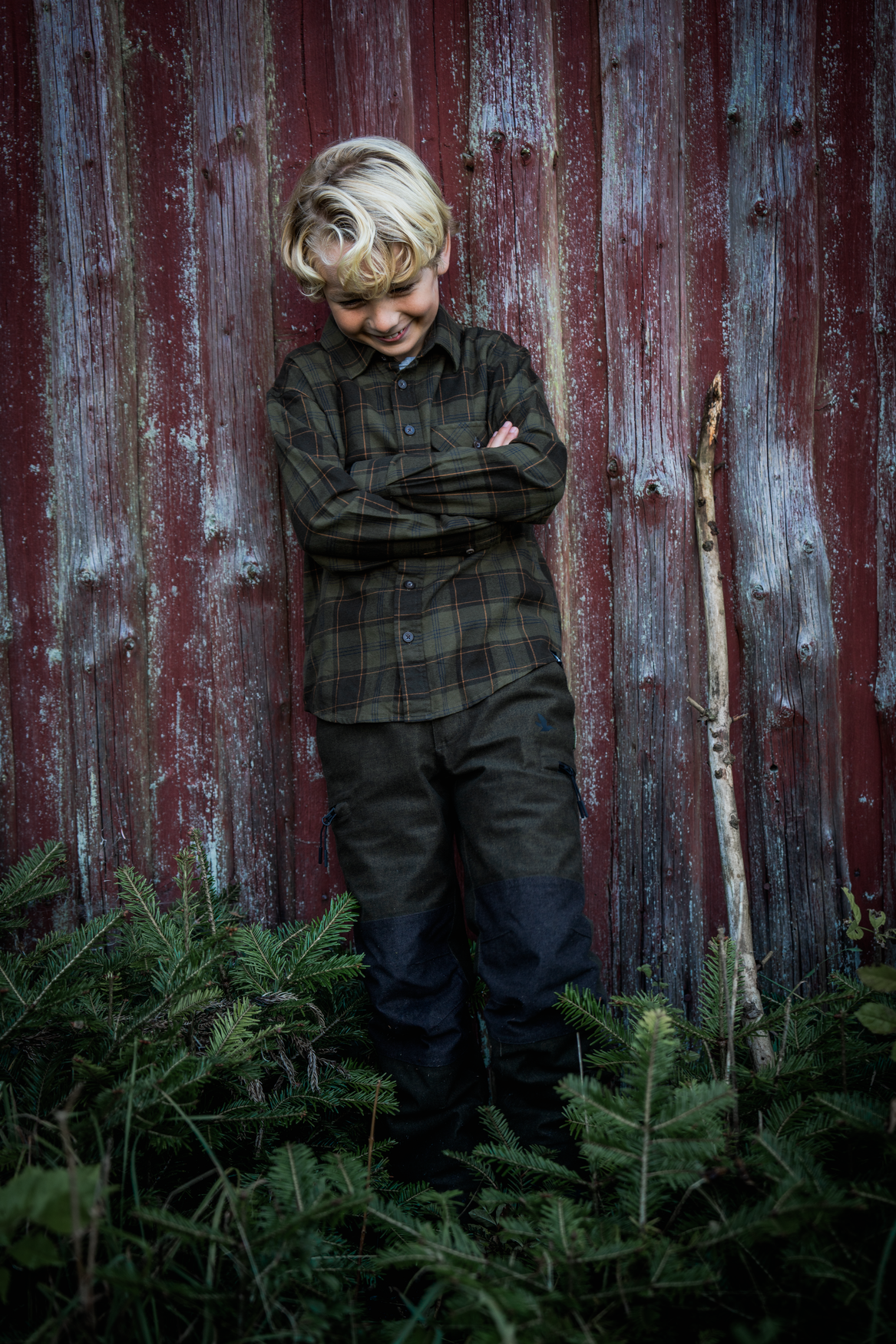 Glen Junior Flannel Skjorte - Pine Green/Dark Navy Check