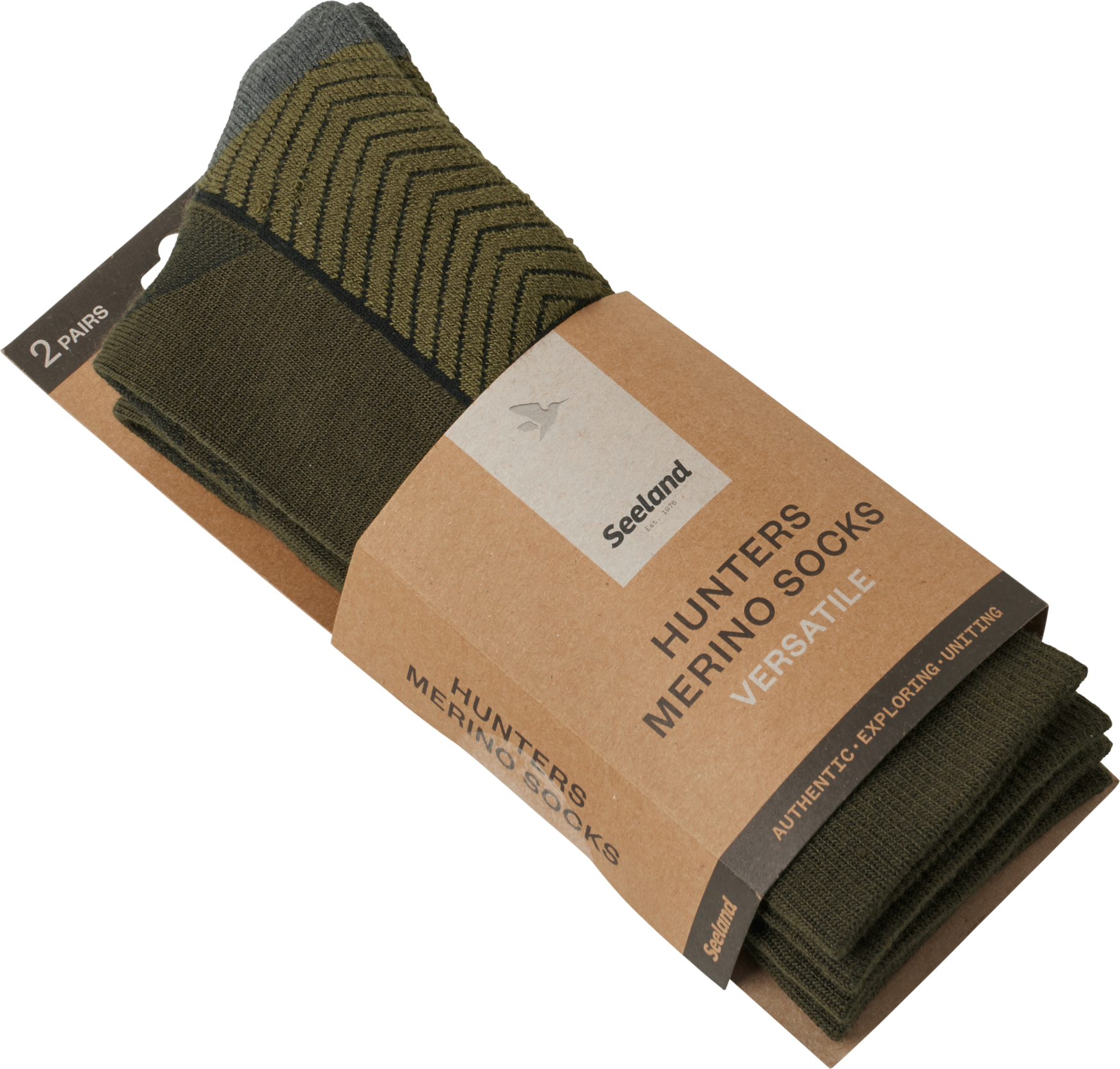 Field Merino-strømpe - 2Pack - Pine Green/Military Olive