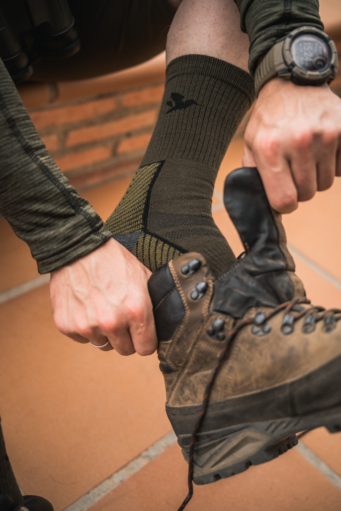 Field Merino-strømpe - 2Pack - Pine Green/Military Olive