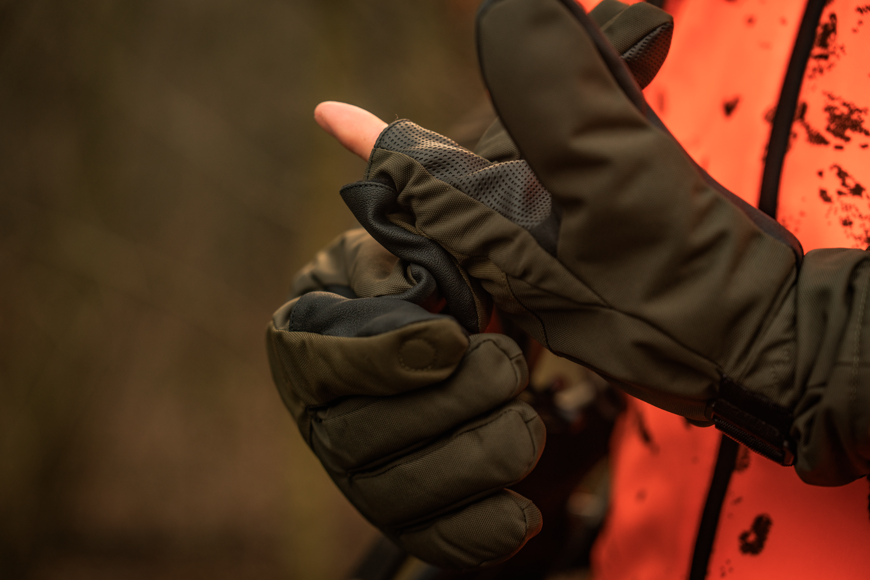 Trigger Fold-Back Handsker - Pine green