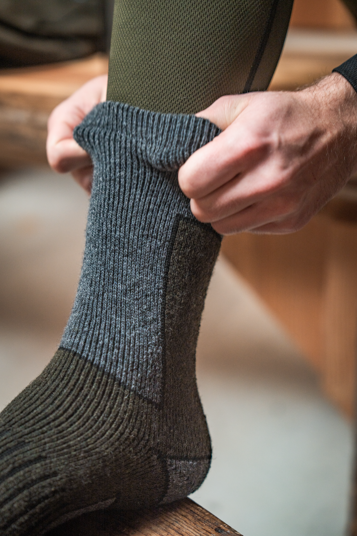 Field Thermo Sock - 2Pack - Pine Green Melange/Grey Melange