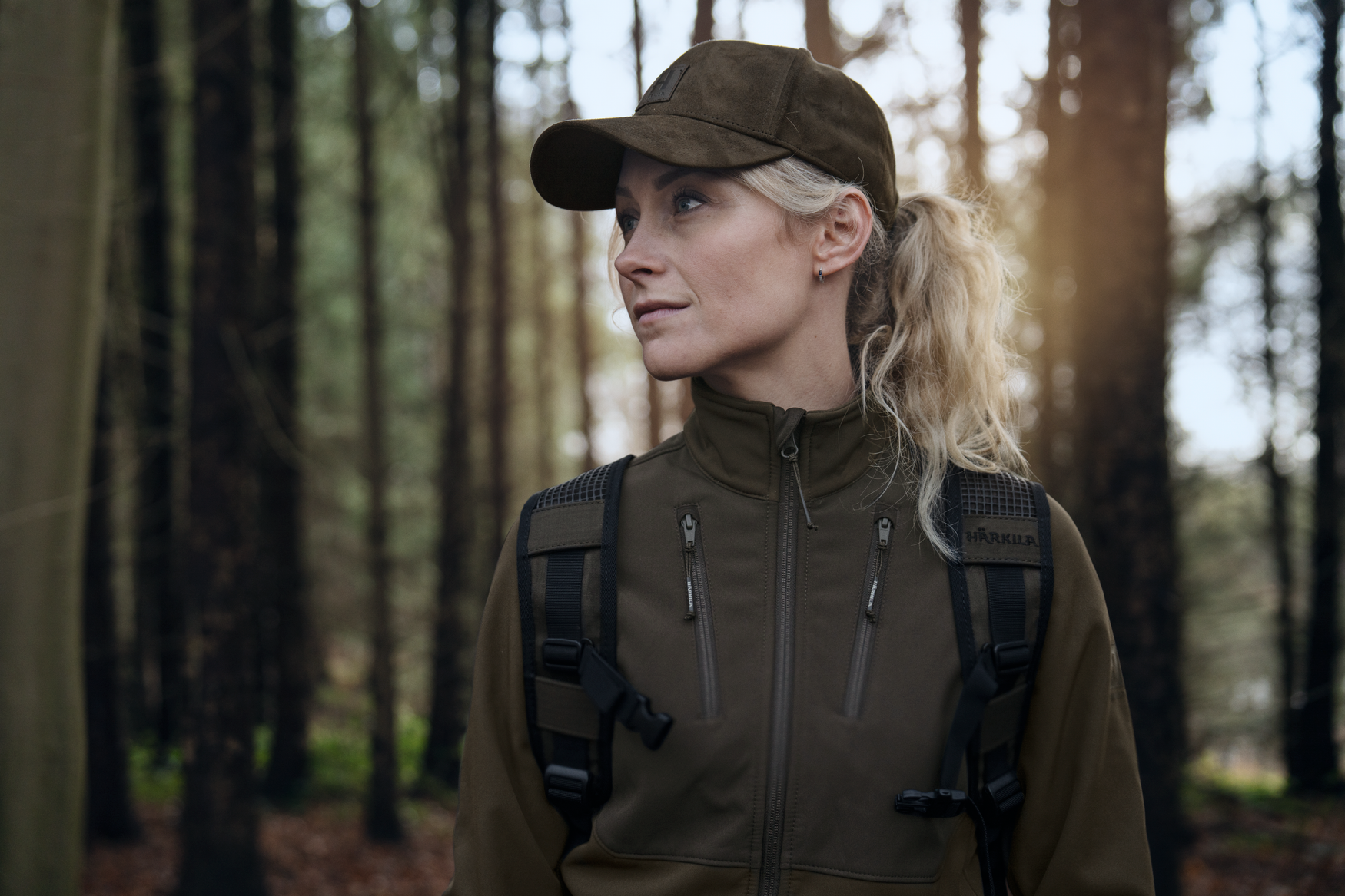 Härkila Scandinavian softshell-jakke W - Willow green/Shadow brown