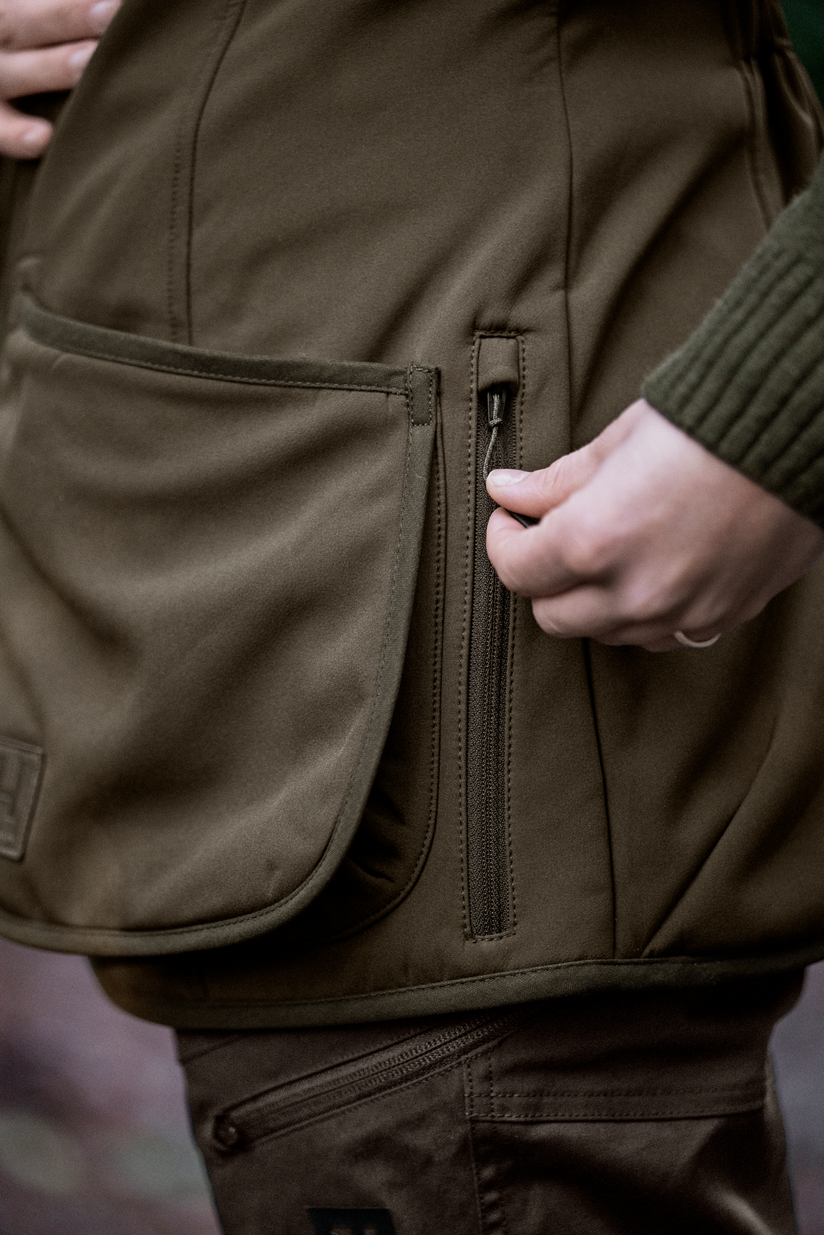 Skye skydeveste W - Willow green/Shadow brown