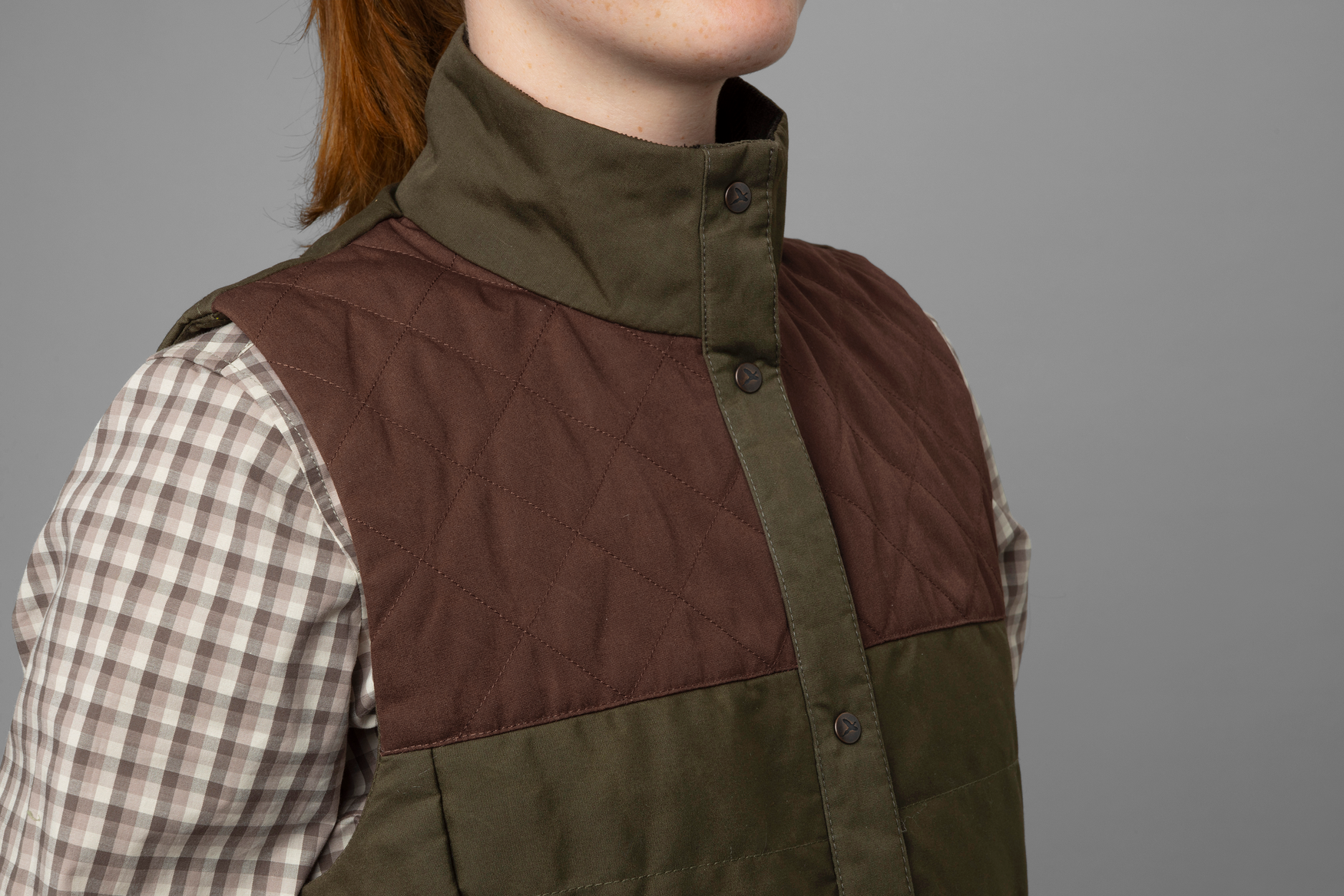 Retrieve vest Women - Dark warm olive/Burgundy