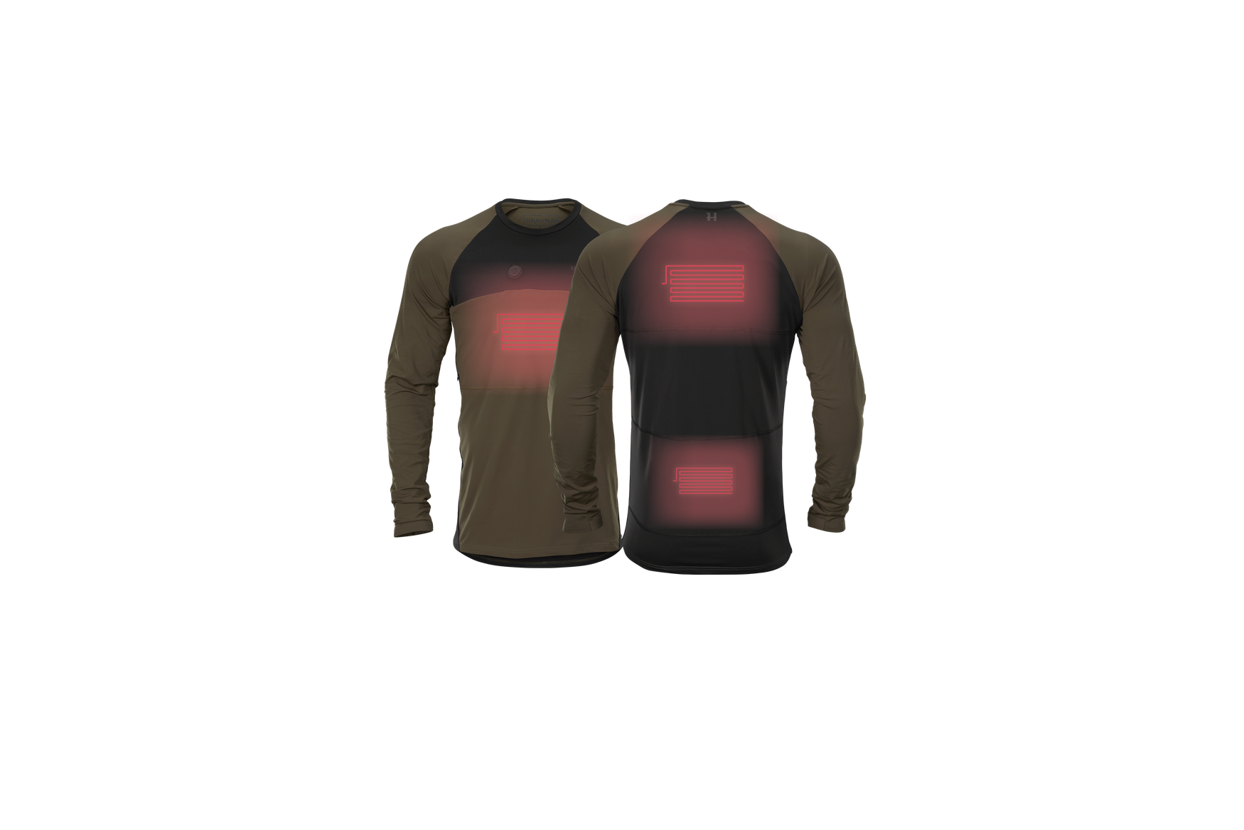 Härkila Heat USB-C L/S t-shirt - Willow green/Black