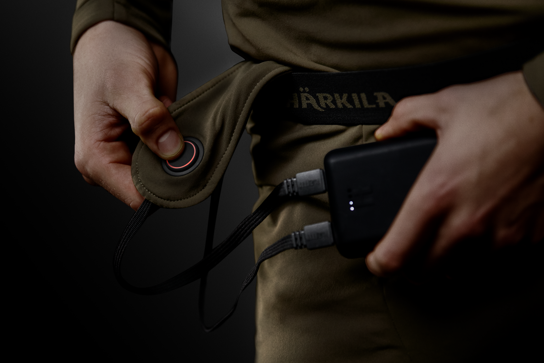Caleçon long Härkila Heat USB-C - Willow green/Black