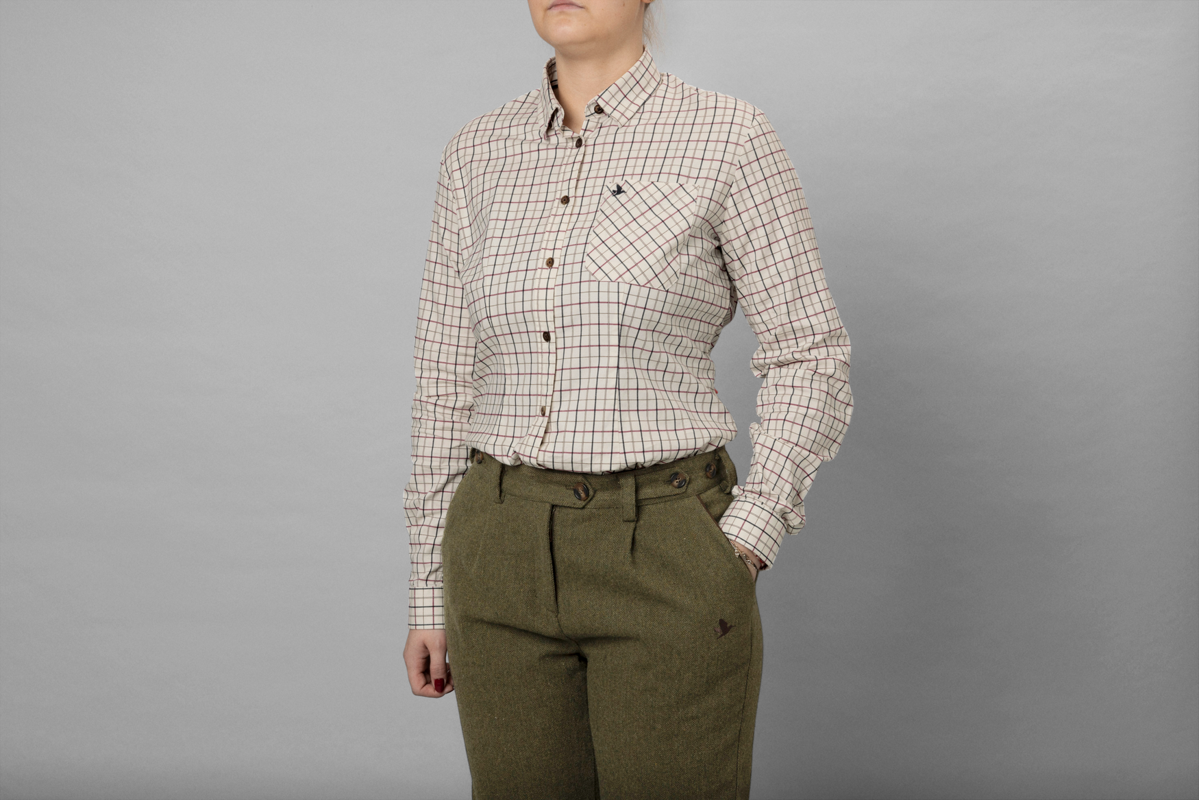 Kerry Skydeskjorte - Cabernet/Blue Check