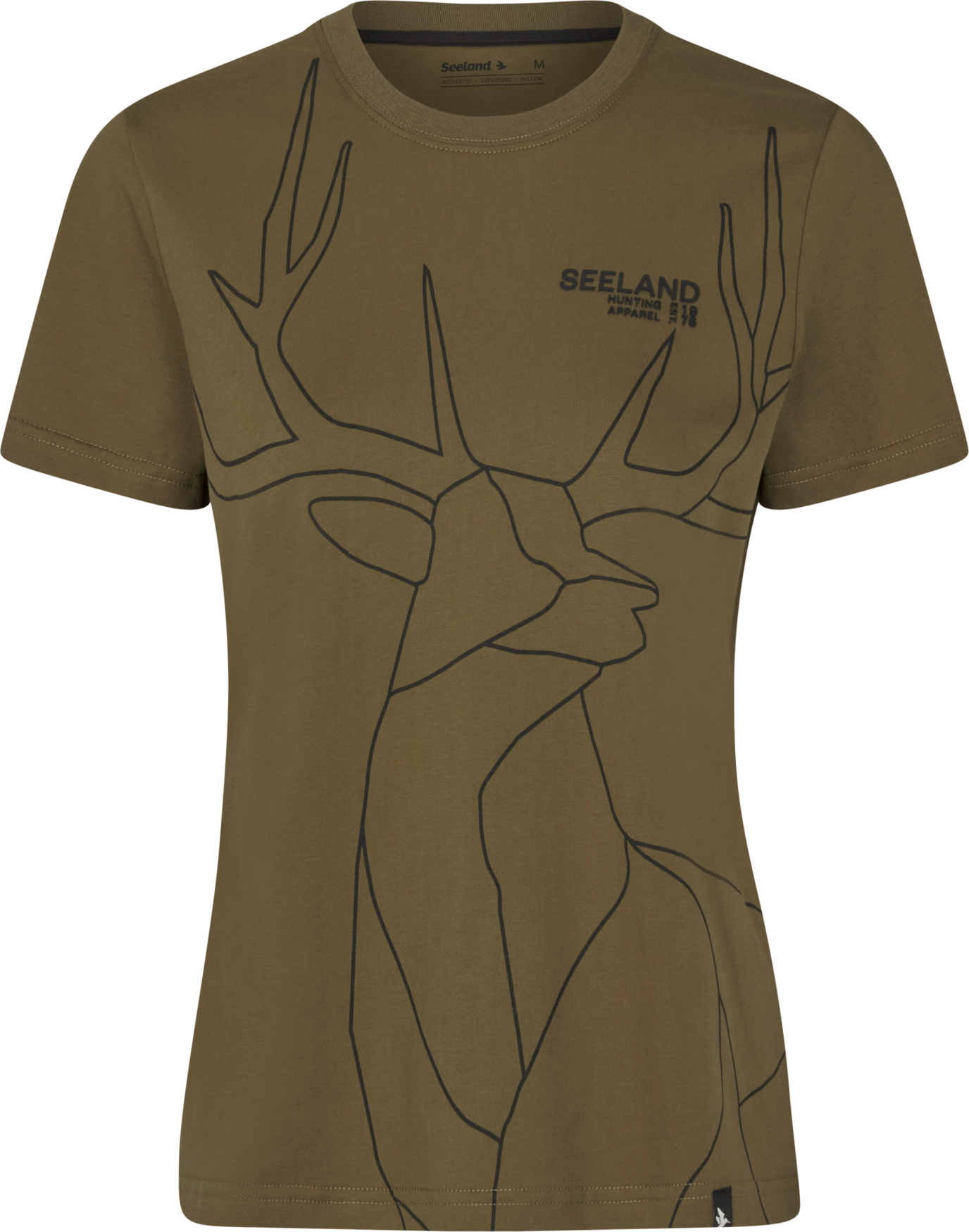 Deer On Line T-Shirt Dam - Military Olive