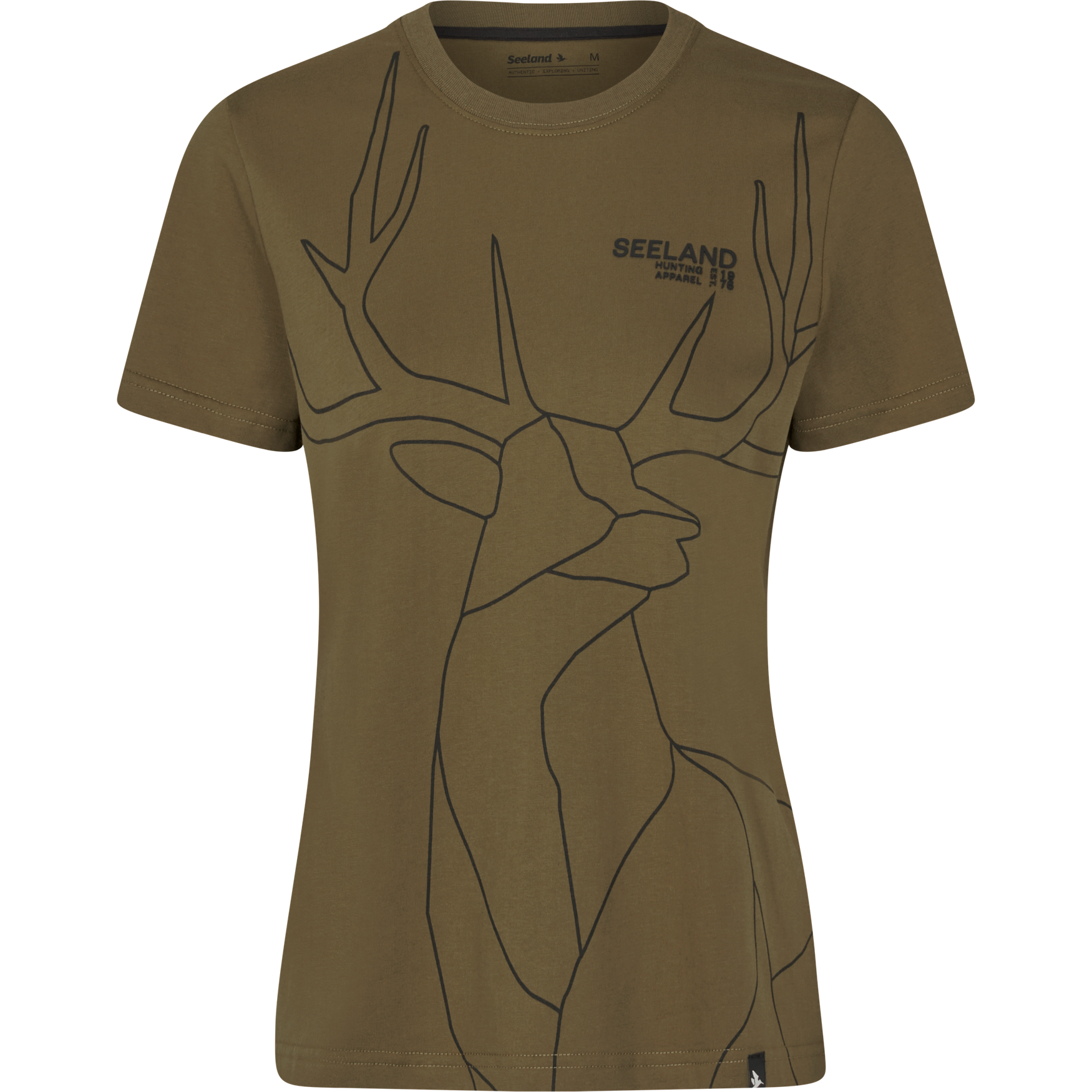 Deer On Line W T-shirt - Military Olive