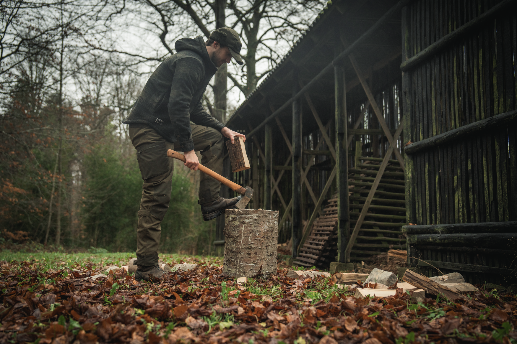Teddy Fold Down Cap - Pine green