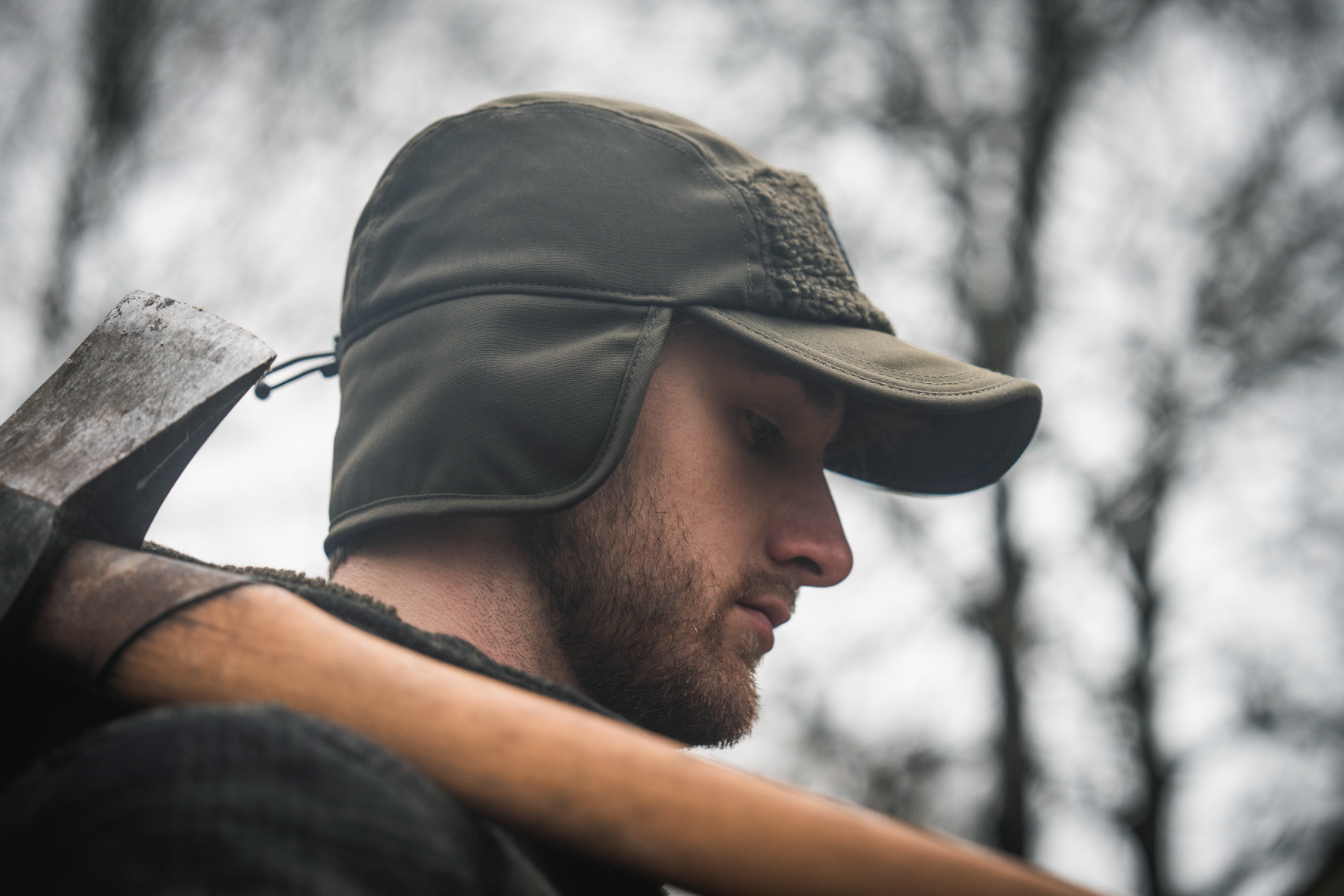 Teddy Fold Down Cap - Pine green